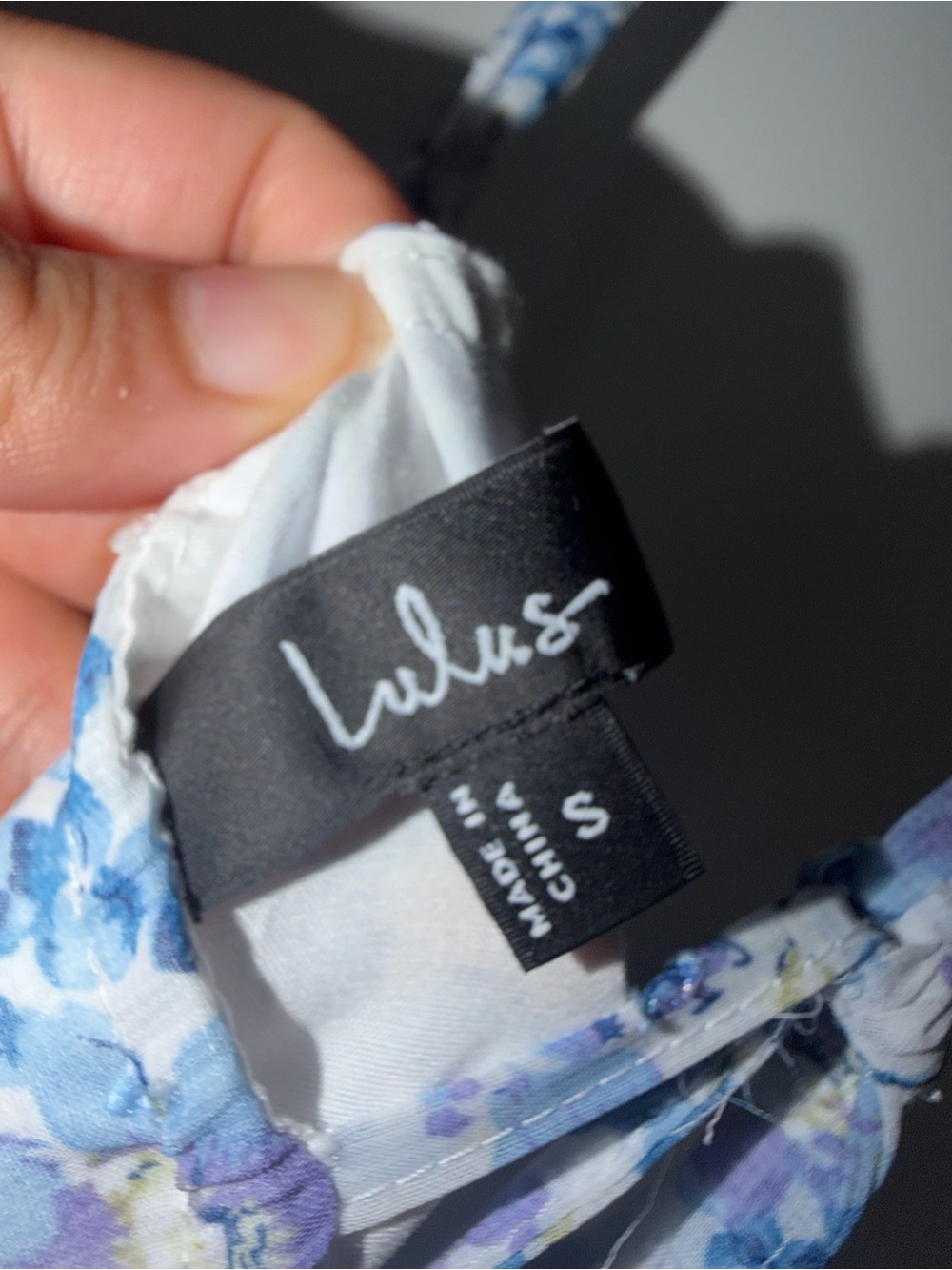 Lulus Blue Floral Maxi Dress Adjustable Straps Swiss Dot Ruffle Hem Size Small - Picture 6 of 9